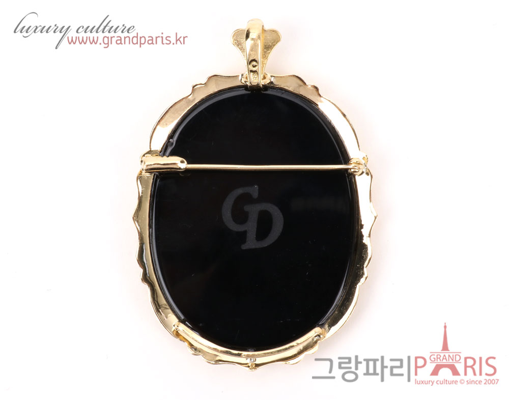 Fine Jewelry 천연 칼세도니 오닉스 블루 카메오 팬던트 겸 브로치