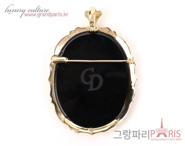Fine Jewelry 천연 칼세도니 오닉스 블루 카메오 팬던트 겸 브로치