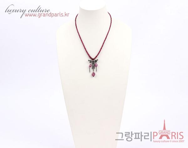 Fine Jewelry 천연 루비 팬던트 비드 네크리스 