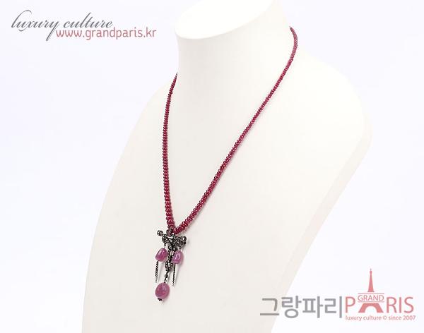 Fine Jewelry 천연 루비 팬던트 비드 네크리스 