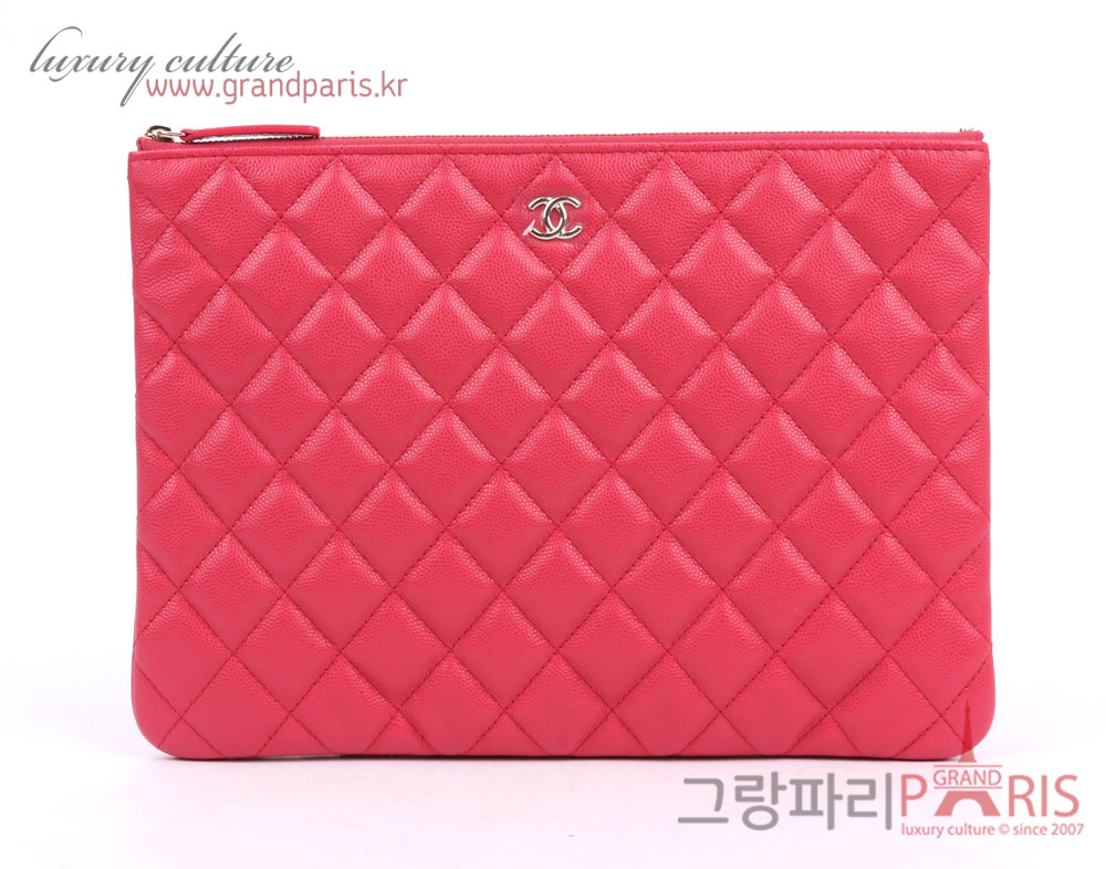 샤넬 핑크 캐비어 샴페인골드 클래식 CC 미듐 클러치백