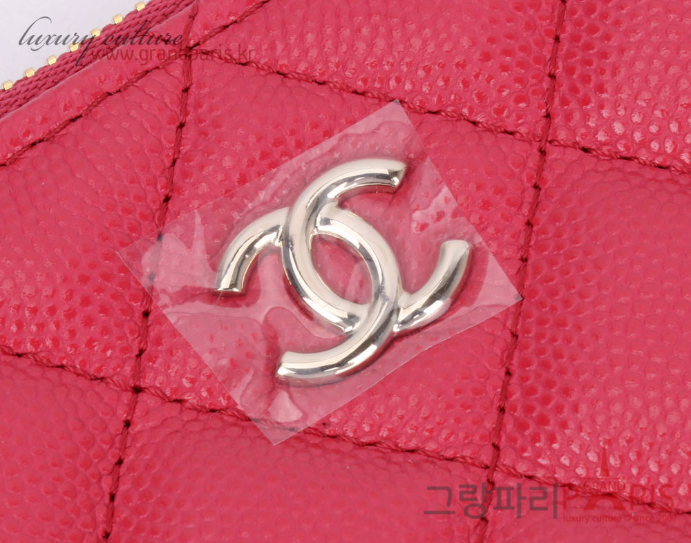 샤넬 핑크 캐비어 샴페인골드 클래식 CC 미듐 클러치백