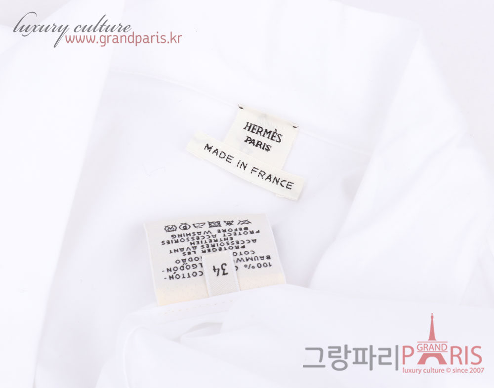 에르메스 화이트 박시 민소매 블라우스 34