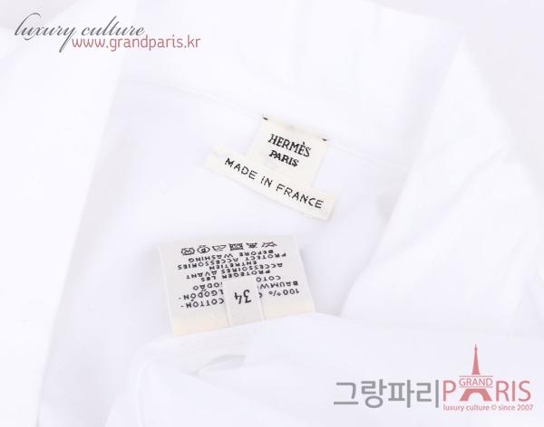 에르메스 화이트 박시 민소매 블라우스 34