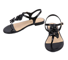 샤넬 블랙 링클 카프레더 리본 까멜리아 T스트랩 조리 샌들 37C 보러가기