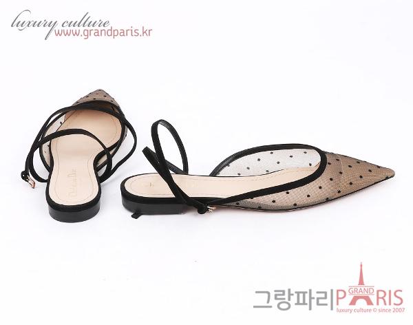 크리스찬디올 블랙 시스루 도트 A앵클 스트랩 앵클 스트랩 뮬 38