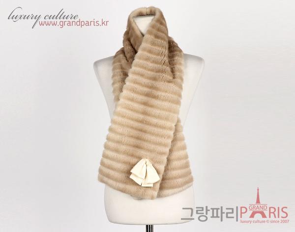 크리스찬 디올 베이지 브라운 밍크 머플러 