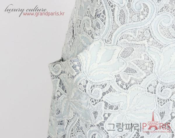에르마노 설비노 페일 블루 코튼 자수 레이스 롱 자켓 원피스 set