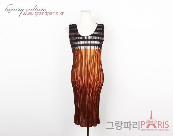 플리츠플리즈 그레이 오렌지 블랙 배색 원피스 4