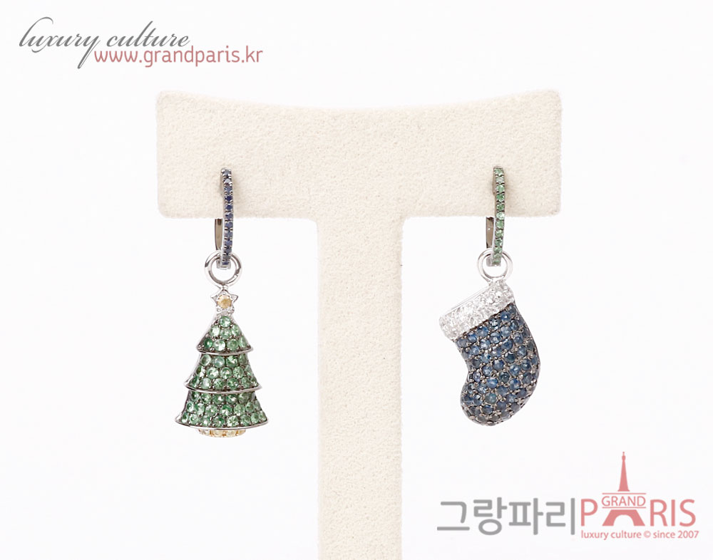 FineJewelry 천연 사파이어 차보라이트 크리스마스 이어링