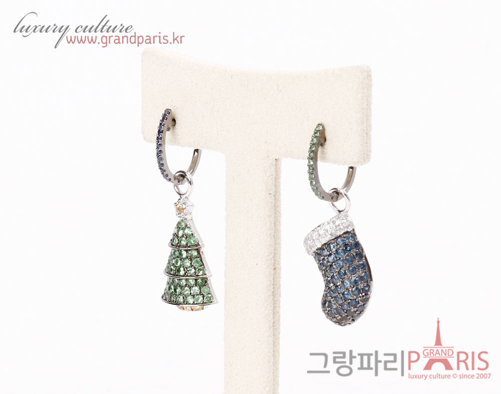 FineJewelry 천연 사파이어 차보라이트 크리스마스 이어링