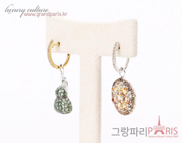 FineJewelry 천연 커런덤 오렌지 사파이어 콤비 이어링