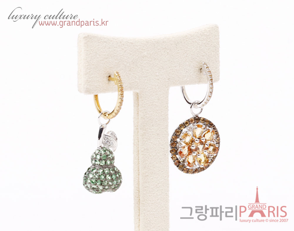 FineJewelry 천연 커런덤 오렌지 사파이어 콤비 이어링