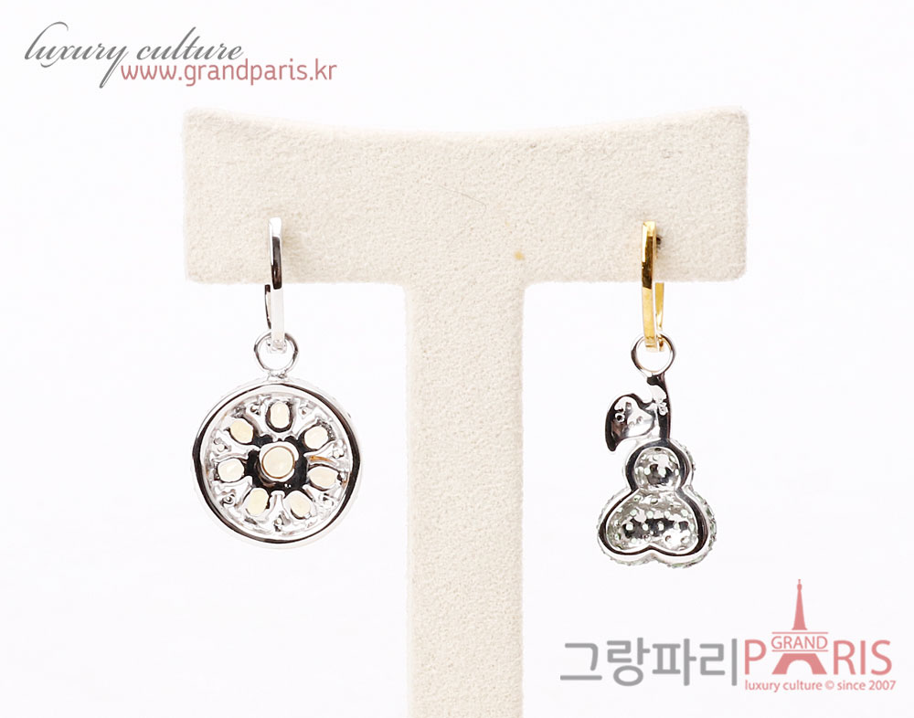 FineJewelry 천연 커런덤 오렌지 사파이어 콤비 이어링