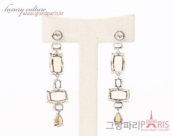 FineJewelry 천연 시트린 수정 스퀘어 드롭 이어링