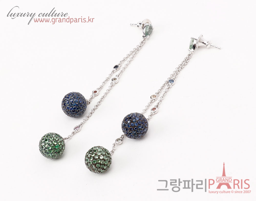 FineJewelry 팬시 사파이어 차보라이트 트윈 볼 이어링