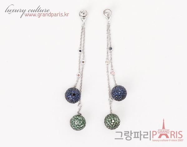 FineJewelry 팬시 사파이어 차보라이트 트윈 볼 이어링