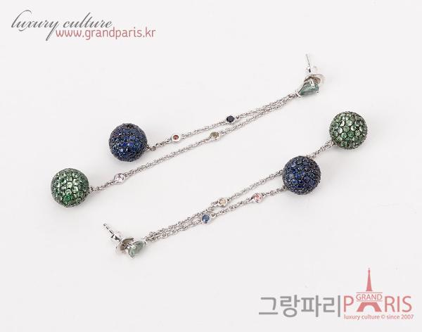 FineJewelry 팬시 사파이어 차보라이트 트윈 볼 이어링