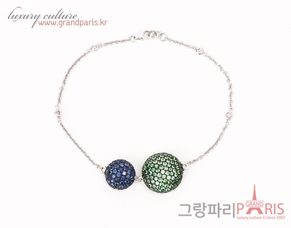 FineJewelry 팬시 사파이어 차보라이트 트윈 볼 팔찌