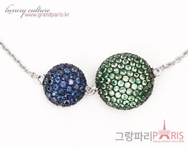 FineJewelry 팬시 사파이어 차보라이트 트윈 볼 팔찌