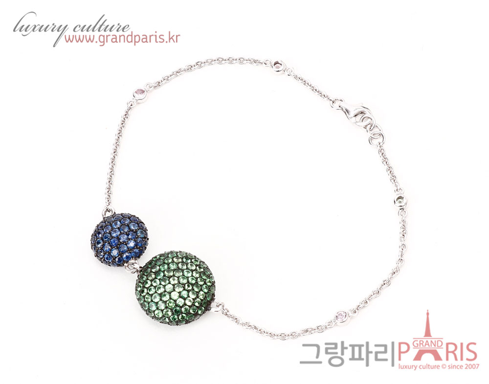 FineJewelry 팬시 사파이어 차보라이트 트윈 볼 팔찌