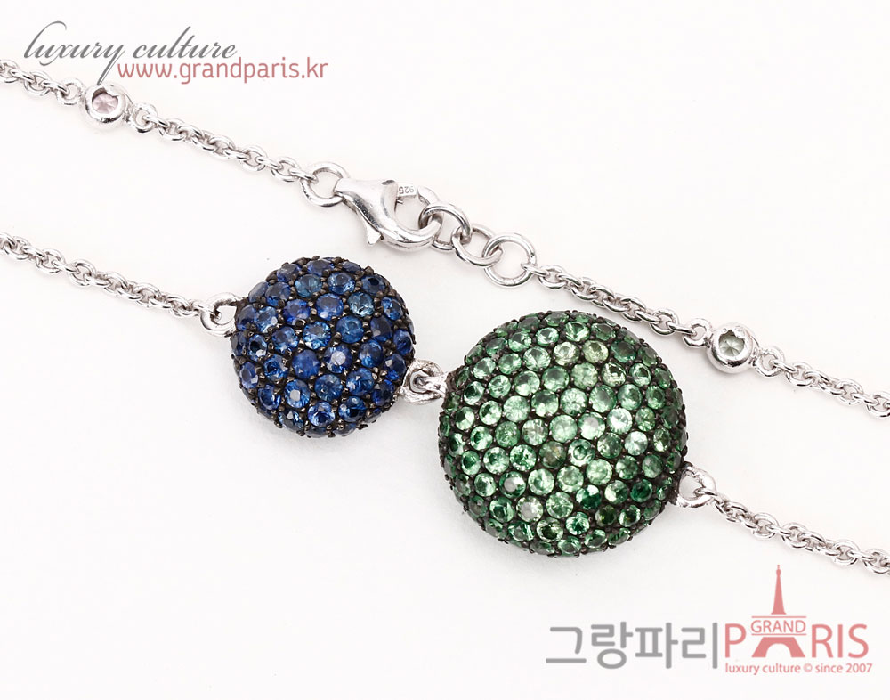 FineJewelry 팬시 사파이어 차보라이트 트윈 볼 팔찌