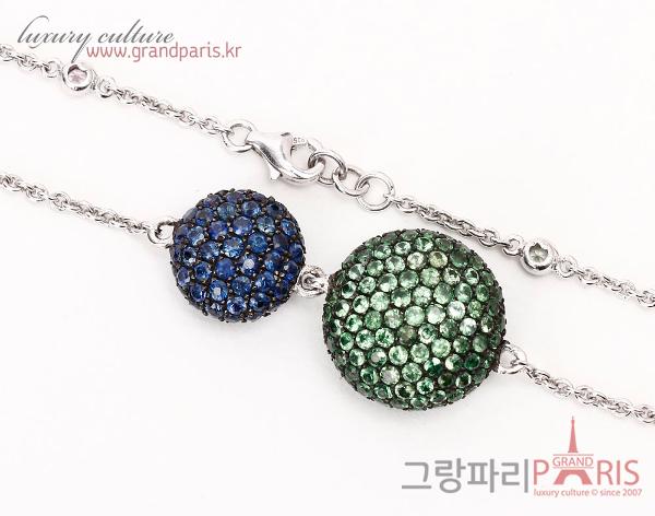 FineJewelry 팬시 사파이어 차보라이트 트윈 볼 팔찌