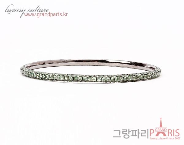 FineJewelry 천연 그로슐라 가닛 차보라이트 슬림 뱅글 팔찌