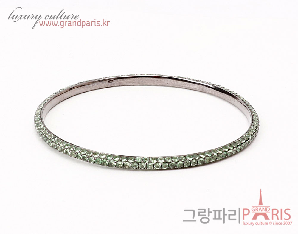 FineJewelry 천연 그로슐라 가닛 차보라이트 슬림 뱅글 팔찌