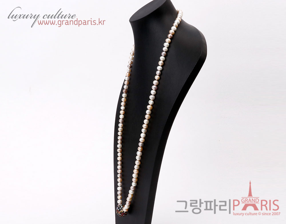FineJewelry 천연 커런덤 팬시 사파이어 볼 네크리스