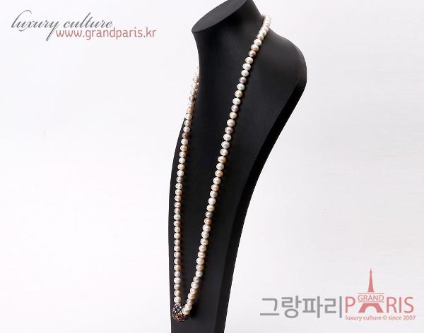 FineJewelry 천연 커런덤 팬시 사파이어 볼 네크리스