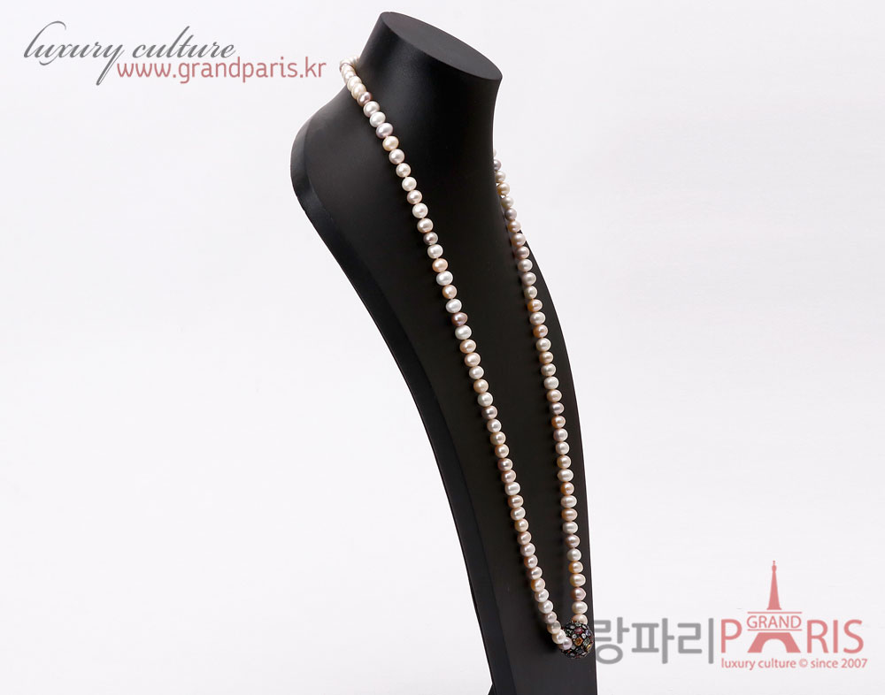 FineJewelry 천연 커런덤 팬시 사파이어 볼 네크리스