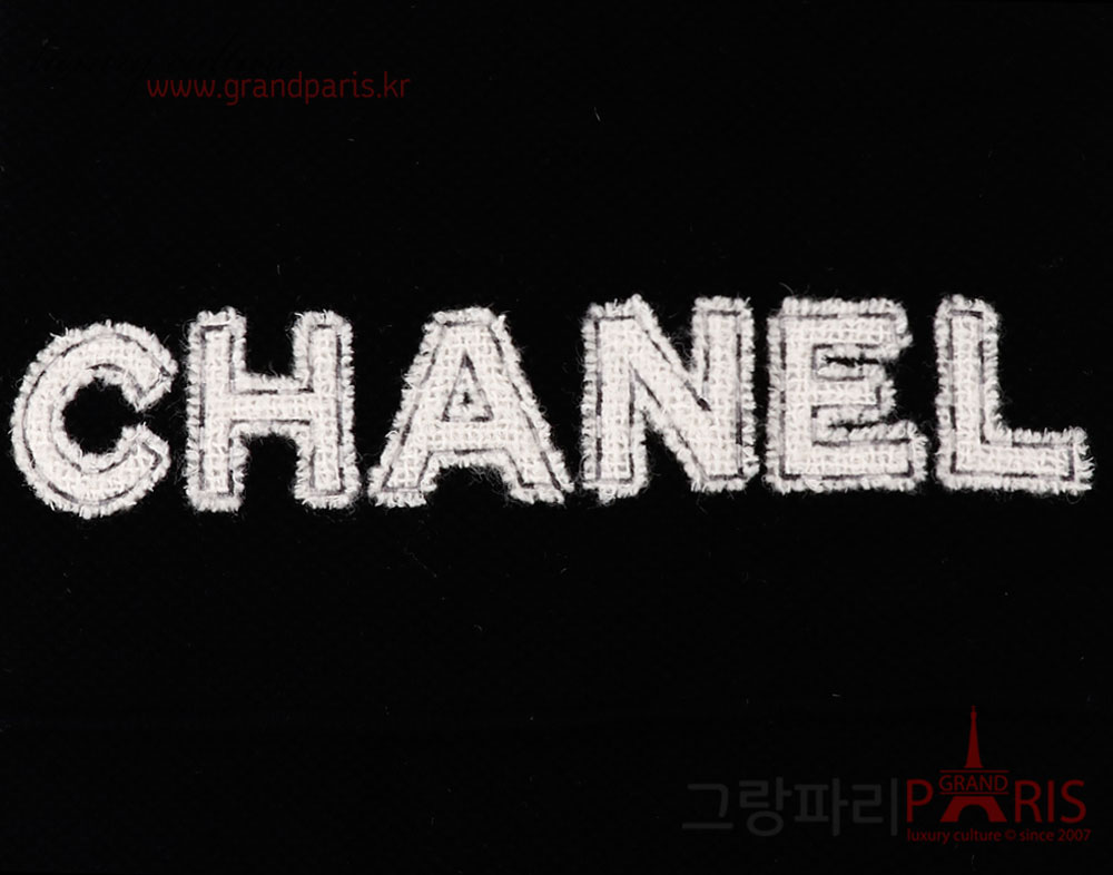 샤넬 레터링 캐시미어 머플러 블랙