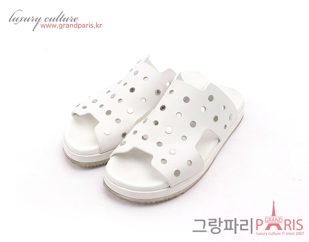 에르메스 화이트 셀리에 버튼 오버솔 샌들 38 1/2