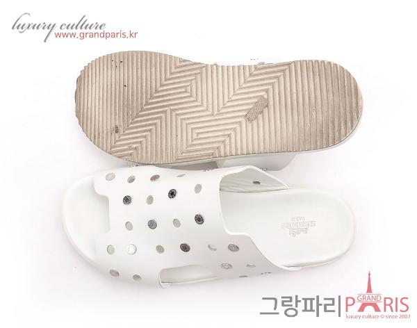 에르메스 화이트 셀리에 버튼 오버솔 샌들 38 1/2