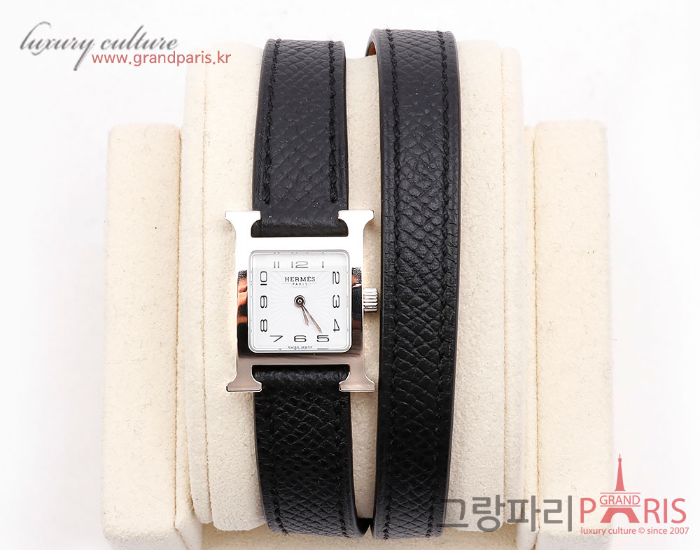 에르메스 H아워 블랙 은장 더블 스트랩 HH1.110