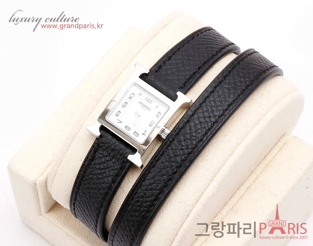 에르메스 H아워 블랙 은장 더블 스트랩 HH1.110