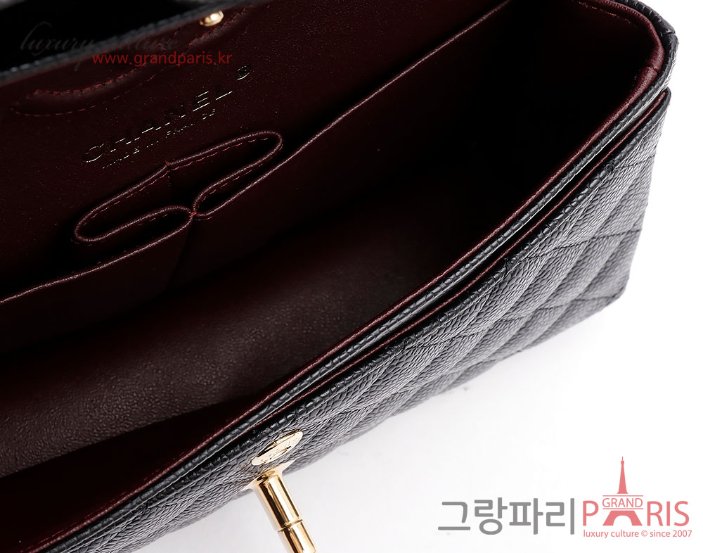 샤넬 클래식 스몰 캐비어 블랙 금장