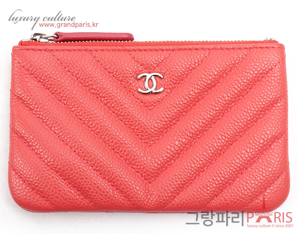샤넬 쉐브론 캐비어 카드지갑 파우치