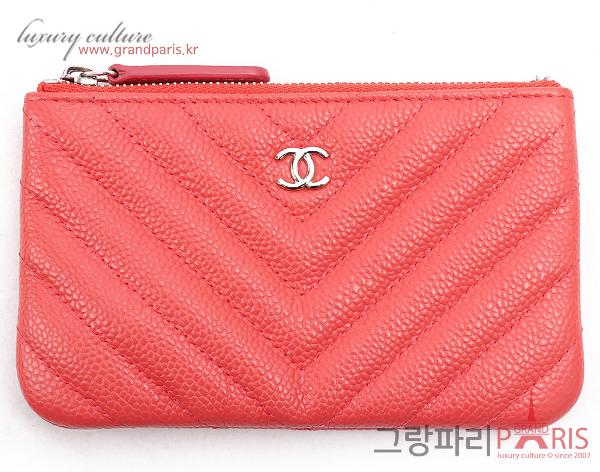 샤넬 쉐브론 캐비어 카드지갑 파우치
