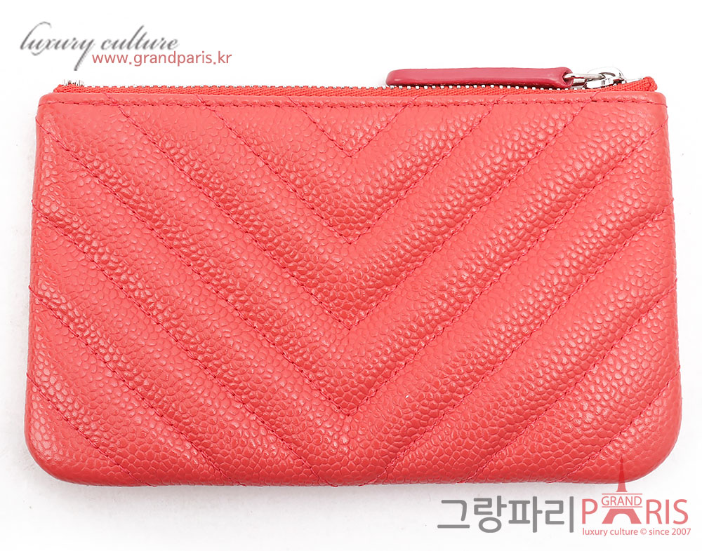 샤넬 쉐브론 캐비어 카드지갑 파우치
