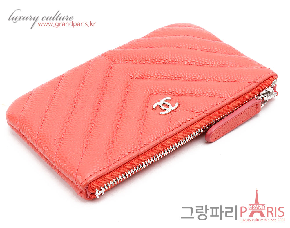 샤넬 쉐브론 캐비어 카드지갑 파우치