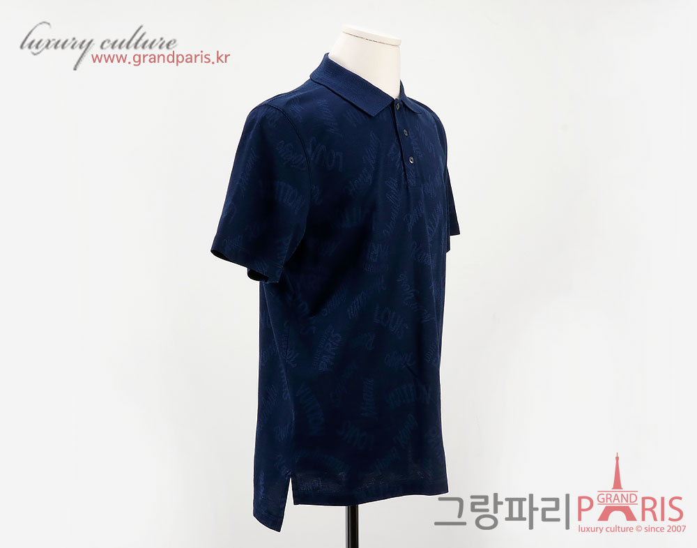 루이비통 블루 로고 패턴 PK 티셔츠 XL
