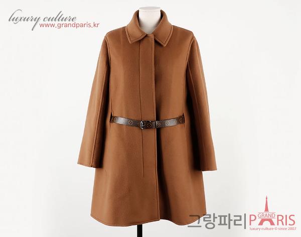 루이비통 카멜 로고 벨티드 코트 36