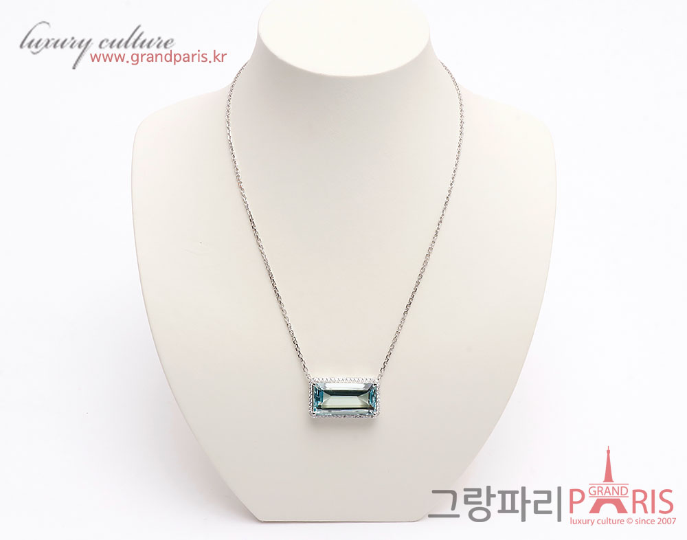 FineJewelry 천연 아쿠아마린 펜던트 화이트 골드 네크리스 Au750