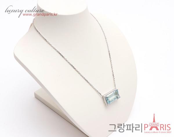 FineJewelry 천연 아쿠아마린 펜던트 화이트 골드 네크리스 Au750