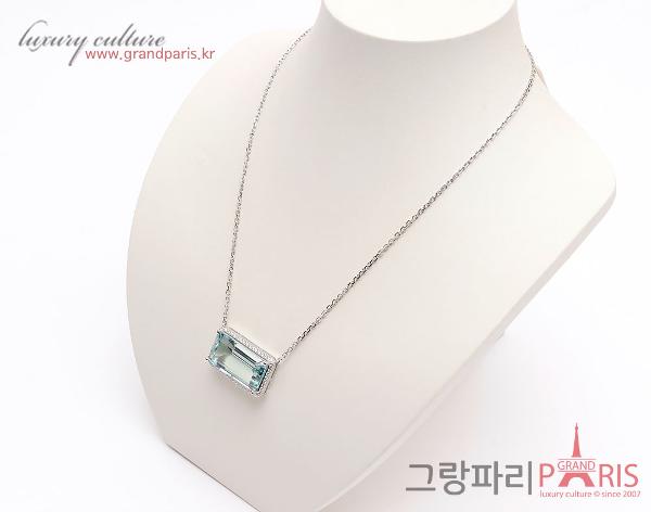 FineJewelry 천연 아쿠아마린 펜던트 화이트 골드 네크리스 Au750