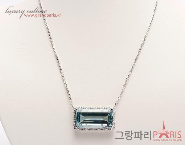 FineJewelry 천연 아쿠아마린 펜던트 화이트 골드 네크리스 Au750