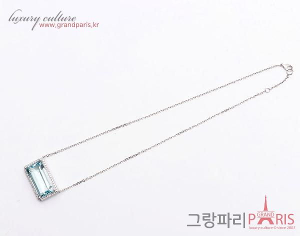 FineJewelry 천연 아쿠아마린 펜던트 화이트 골드 네크리스 Au750