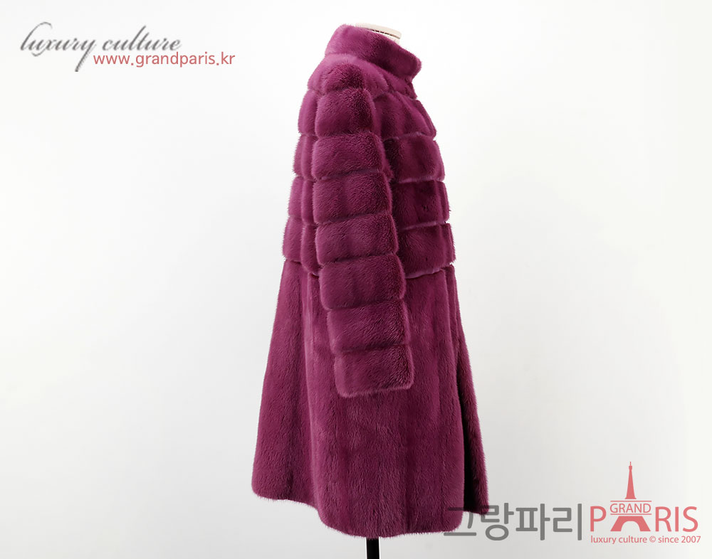 펜디 퍼플 밍크 롱 코트 46	